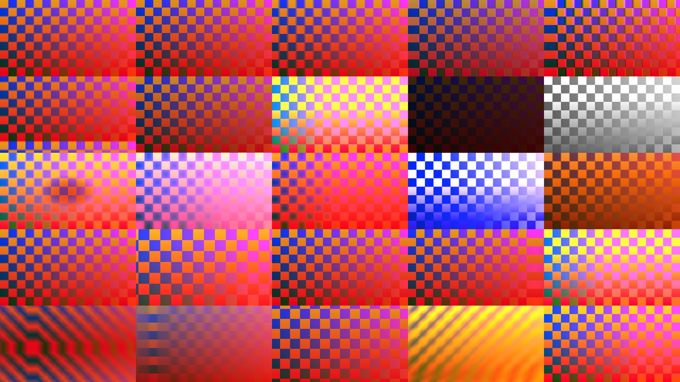 Spasm — muestrario de 24 presets de glitch